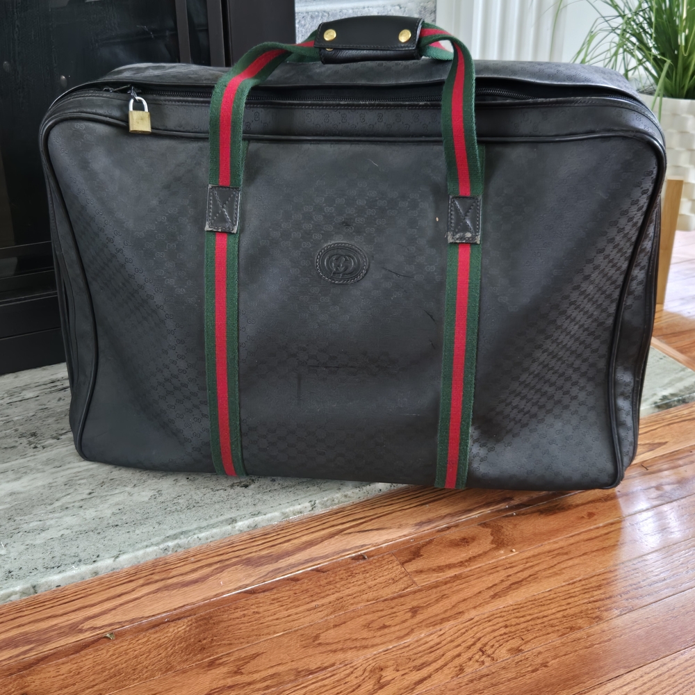 Gucci Black Travel Bag with Signature Straps